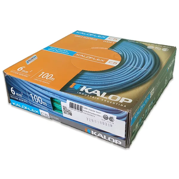 Cable Unipolar 6mm X 100m Celeste C5 Kalop