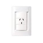 Conjunto armado c/Tapa Civil 1 Toma 3 Pernos Chatos Blanco Kalop