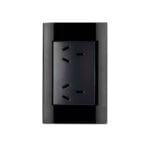 Conjunto armado c/Tapa Civil 2 Tomas 3 Pernos Chatos Negro Kalop