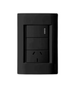 Conjunto armado c/Tapa Civil 1 Punto y Toma 3 Pernos Chatos Negro Kalop