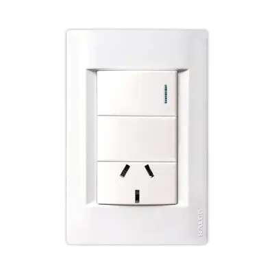 Llave de luz armada Kalop Línea Civil 1 punto y toma 3 pernos chatos