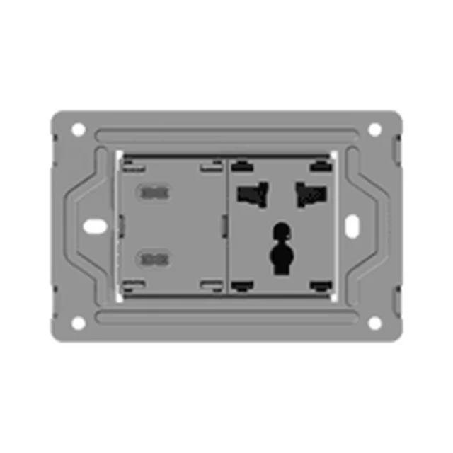 TOMACORRIENTE MULTINORMA CON DOS USB-C MONACO MACROLED, AC 250V, 10A MAX. BASTIDOR METALICO, SIN FRENTE