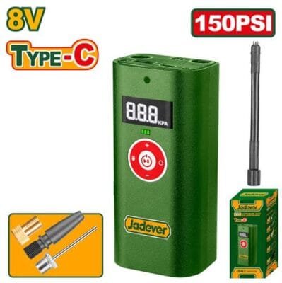 Jadever Compresor De Aire Para Automóvil Con Bateria Li-Ion - Voltaje: 8V - Máx. Presión: 150Psi / 10 Bar /
