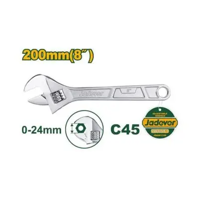 Jadever LLAVE FRANCESA - LONGITUD: 200MM (8'') - ABRAZADERA AJUSTABLE: 0 - 24MM