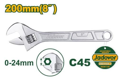 Jadever LLAVE FRANCESA - LONGITUD: 200MM (8'') - ABRAZADERA AJUSTABLE: 0 - 24MM