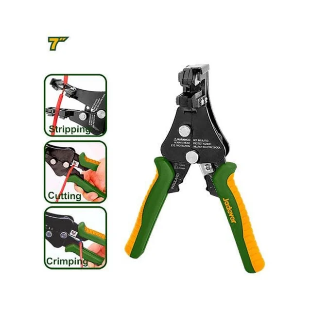 Jadever Pinza Pelacables automatico - tamaño:7" decapado, corte y engarzado rango de prensado de terminales:…