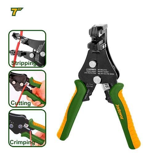 Jadever Pinza Pelacables automatico - tamaño:7" decapado, corte y engarzado rango de prensado de terminales:…