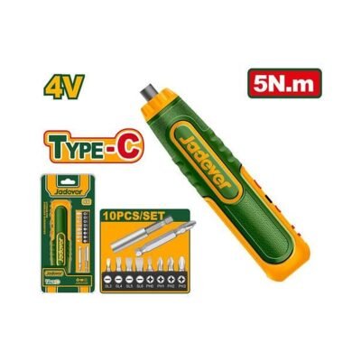 Jadever ATORNILLADOR INALÁMBRICO 260 RPM - VOLTAJE: 4V - 1/4'' (INCLUYE PUNTAS) - MÁX. PAR: 5NM - LUZ LED