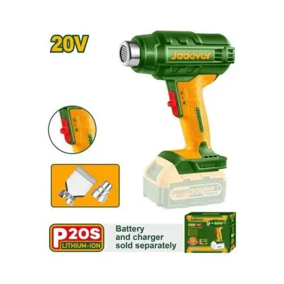 Jadever PISTOLA DE CALOR INALÁMBRICA - VOLTAJE: 20V - TEMPERATURA: 300/550°C - FLUJO DE AIRE: 100/200 L/MIN