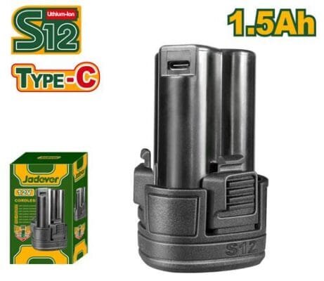 Jadever Batería Li-Ion De 1,5 Ah - Voltaje: 12V - Puerto De Carga: Usb Tipo C - Batería Apta Para Herramient