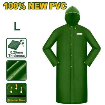 Jadever CHUBASQUERO - TALLA L - LONGITUD: 120CM - ESPESOR: 0,25MM - 100% PVC NUEVO - RESISTENTE AL AGUA - VE