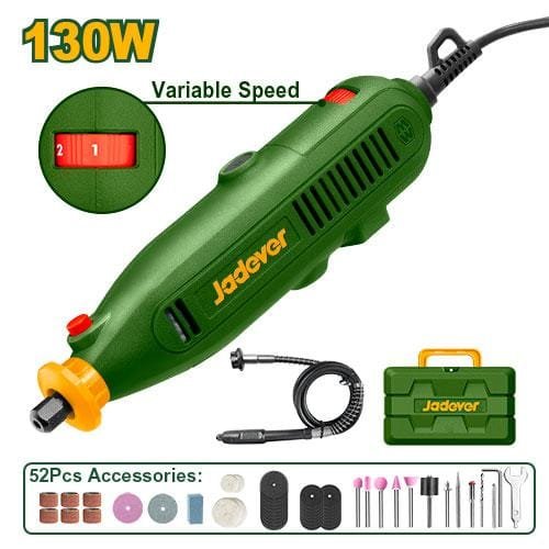 Jadever MINI TORNO 130W - VOLTAJE: 220-240VCA 50/60HZ - VELOCIDAD SIN CARGA: 8000 - 35000RPM - TAMAÑO DE LA