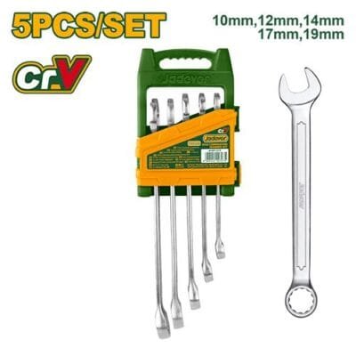 Kit de llaves combinadas de 5 piezas - Acero CR-V - Tamaño: 10mm, 12mm, 14mm, 17mm, 19mm Jadever