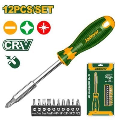 Jadever Kit de puntas de destornillador de 12 piezas - Puntas magnéticas - Acero CR-V - soporte para puntas