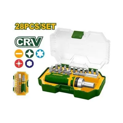 Jadever KIT DE PUNTAS DE DESTORNILLADOR DE 28 PIEZAS - ACERO CR-V - 26 PUNTAS DE 1/4'' X 25MM: 5 SL + 5 PH +