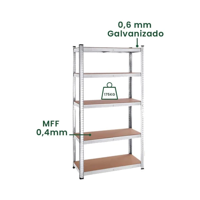 Jadever Estantes De Almacenamiento Ajustables: 5 Niveles - 900 X 400 X 1800mm - Capacidad De Cada Estante 17
