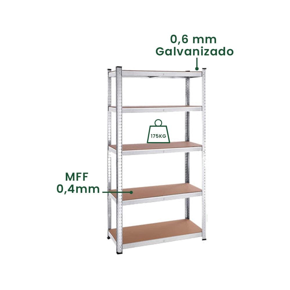 Jadever Estantes De Almacenamiento Ajustables: 5 Niveles - 900 X 400 X 1800mm - Capacidad De Cada Estante 17