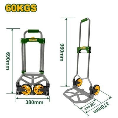 Jadever Carro De Mano Plegable - Cilindro De Acero Y Base De Acero - Capacidad 60Kg
