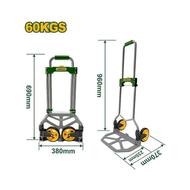 Jadever Carro De Mano Plegable - Cilindro De Acero Y Base De Acero - Capacidad 60Kg